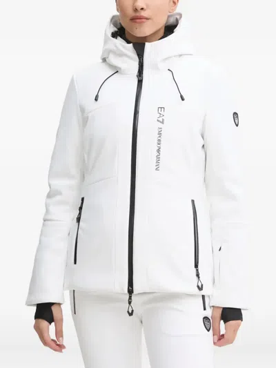 Ea7 Hooded Ski Jacket In White