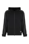 Ea7 Emporio Armani Hooded Sweatshirt With Zip In Cotton In Black