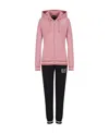 Ea7 Hooded Zipper Sweater And Sweatpants Suit In Pink