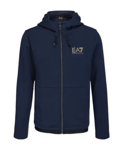 Ea7 Hooded Zipper Sweater In Black