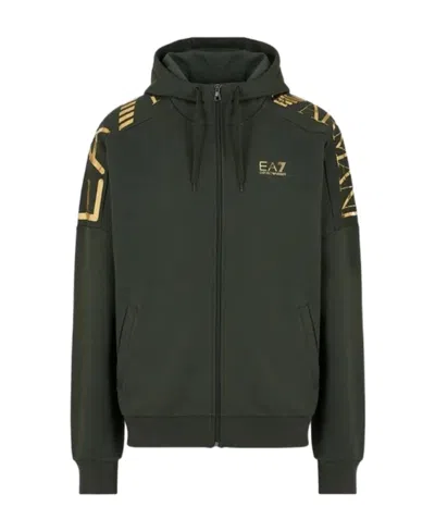 Ea7 Hooded Zipper Sweater In Black