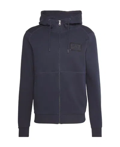 Ea7 Hooded Zipper Sweater In Black