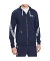 Ea7 Hooded Zipper Sweater In Blue