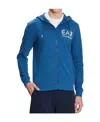 Ea7 Hooded Zipper Sweater In Blue
