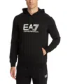Ea7 Logo-print Cotton Hoodie In Black