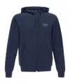 Ea7 Logo-detail Zip-up Hoodie In Blue