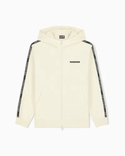 Ea7 Hoodie Logo Series Regular Fit In Cotton With Tape In Neutral