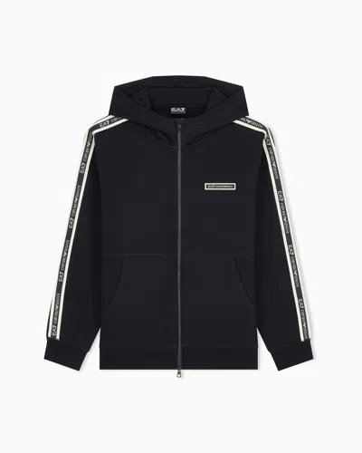 Ea7 Hoodie Logo Series Regular Fit In Cotton With Tape In Black
