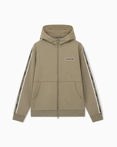 Ea7 Hoodie Logo Series Regular Fit In Cotton With Tape In Green