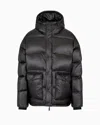 Ea7 Iridescent Nylon Down Jacket With Hood In Black
