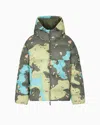 Ea7 Iridescent Nylon Padded Jacket With Hood In Multi