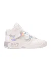 Ea7 Iridescent-effect High-top Sneakers In White