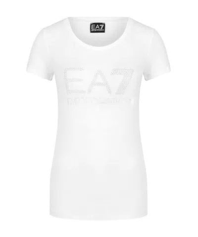 Ea7 Ironing A Diamond Logo T-shirt In White