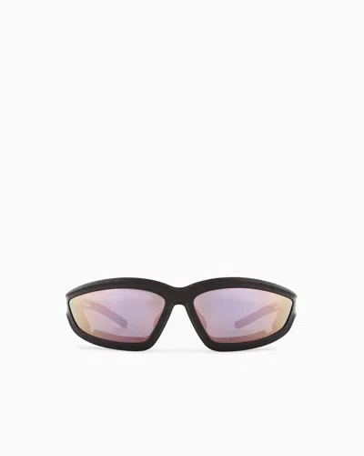 Ea7 Irregular-shaped Sports Sunglasses In Purple
