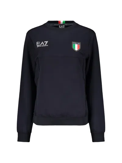 Ea7 Italia Logo-print Sweater In Blue