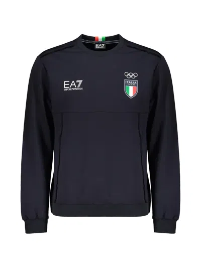 Ea7 Italia Team Logo-print Sweatshirt In Blue