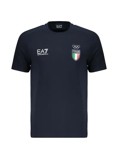 Ea7 Italia Team Logo-print T-shirt In Blue