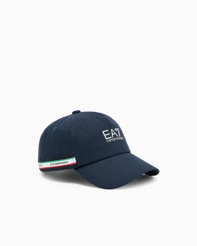 Ea7 Italian Spirit Cotton Baseball Cap In Blue