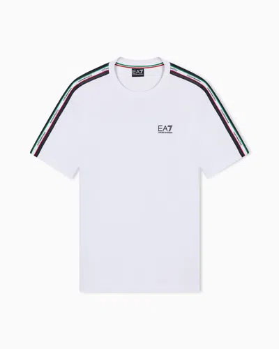 Ea7 Italian Spirit Cotton-jersey Crew-neck T-shirt In White