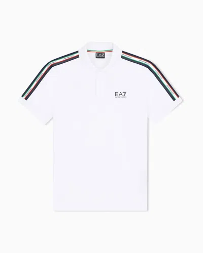 Ea7 Italian Spirit Cotton-jersey Polo Shirt In White