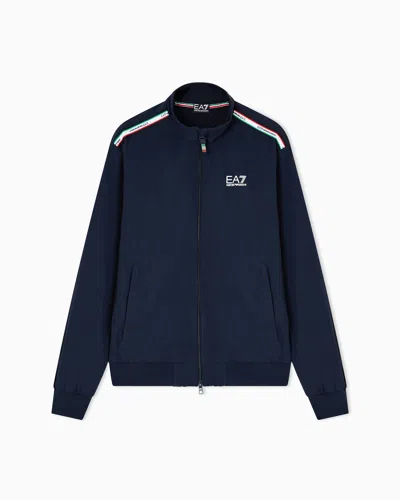 Ea7 Italian Spirit Nylon Zip-up Sweatshirt In Blue