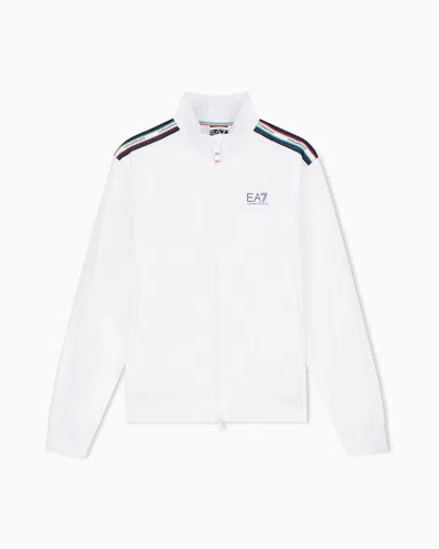 Ea7 Italian Spirit Nylon Zip-up Sweatshirt In White