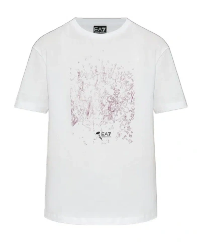 Ea7 Item O-neck Short-sleeved T-shirt In White