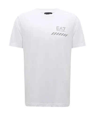 Ea7 Item O-neck Short-sleeved T-shirt In White