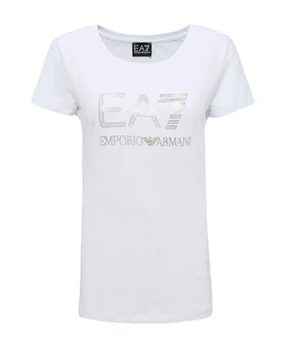 Ea7 Item O-neck Short-sleeved T-shirt In White