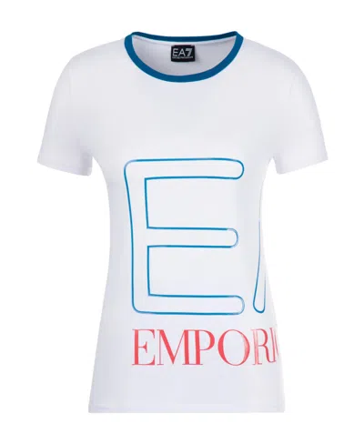 Ea7 Item O-neck Short-sleeved T-shirt In White