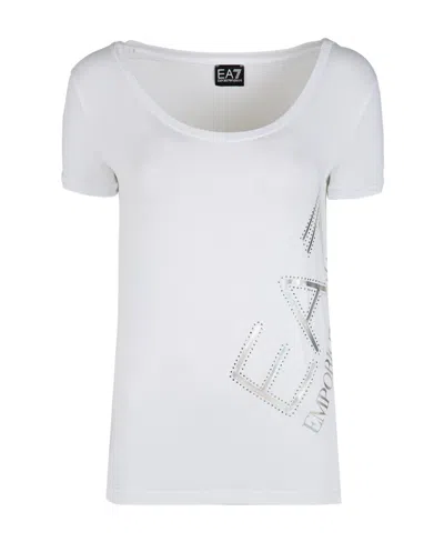 Ea7 Item O-neck Short-sleeved T-shirt In White