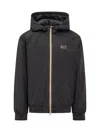 Ea7 Logo-print Zip-up Jacket In Black/gold Logo