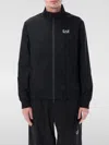 Ea7 Athletic Colour Block Hooded Sweatshirt In A Cotton Blend In Black