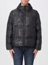 Ea7 Ll-over Logo Print Padded Jacket In Black