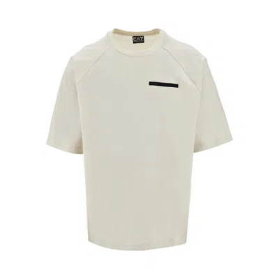 Ea7 Jersey T-shirt With Mesh Insert In Neutral