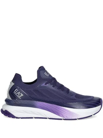 Ea7 Knit-upper Gradient Sneakers In Purple