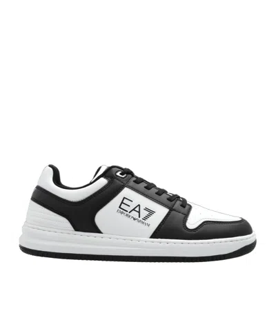 EA7 LACE-UP LOGO-PRINT TRAINERS