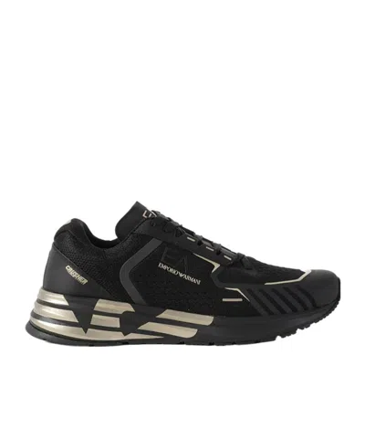Ea7 Lace Up Sneakers In Black