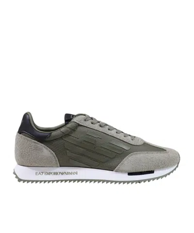 Ea7 Lace-up Low-top Panelled Casual Sneakers In Gray