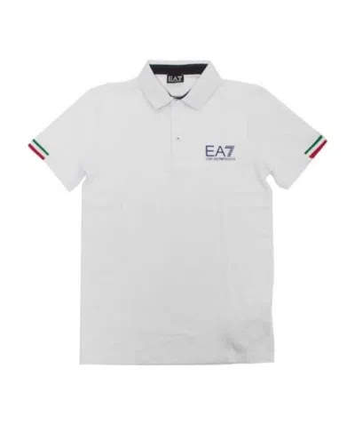 Ea7 Lapel Logo Polo Shirt In White