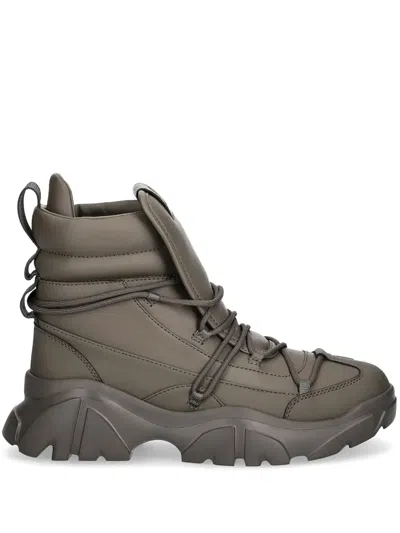 Ea7 Leather Ankle Boots In 绿色