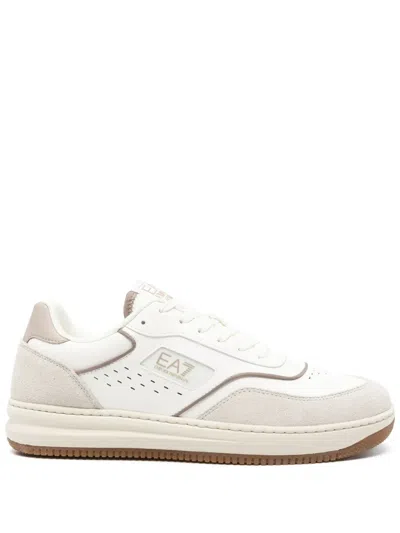 Ea7 Leather Sneakers In Nude