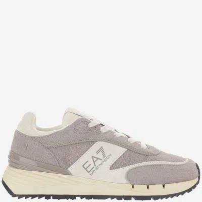 Ea7 Leather Sneakers With Logo In Multi
