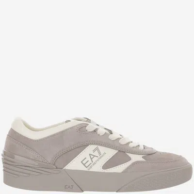 Ea7 Leather Sneakers With Side Logo In Multi