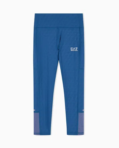 Ea7 Leggings Ventus 7 Slim Fit In Breathable Technical Fabric In Blue
