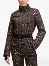 Ea7 Leopard-print Belted Ski Suit In Brown