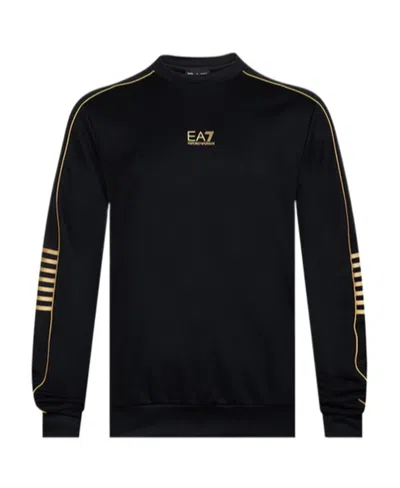 Ea7 Letter Logo Hoodie In Black