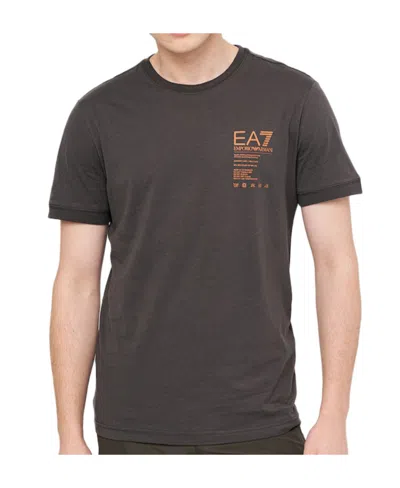 Ea7 Letter-marked Simple Short-sleeved Cotton T-shirt In Black