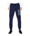 Ea7 Letter Print Foot-tied Knitted Sweatpants In Blue
