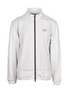 Ea7 Light Grey Polyamide Elastane Men's Zip Sweatshirt In White